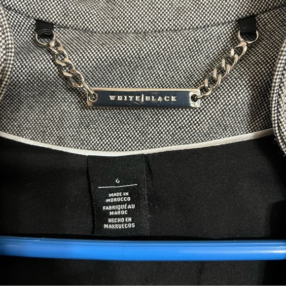 White House Black Market Ruffle Front Single Button Blazer Jacket Size 6 Gray - Picture 3 of 8